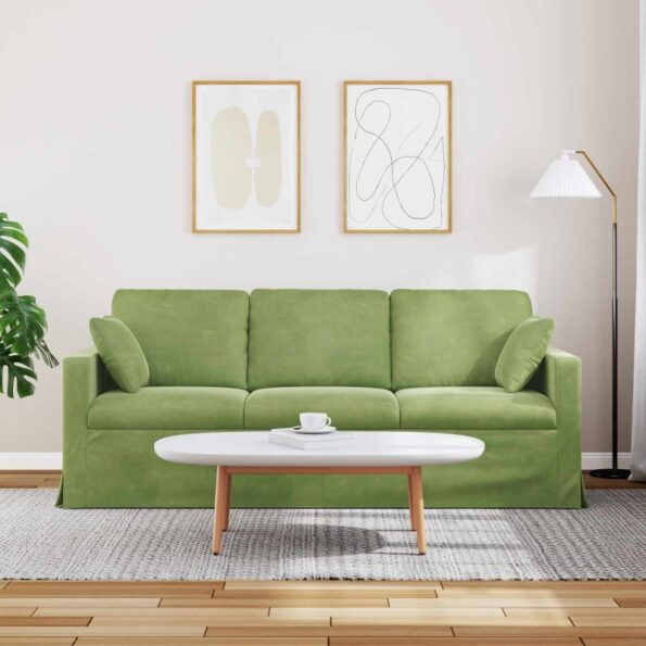 vidaXL Pohovka Svetlo zelená 198 x 78 x 80 cm Zamat – Obrázok 3