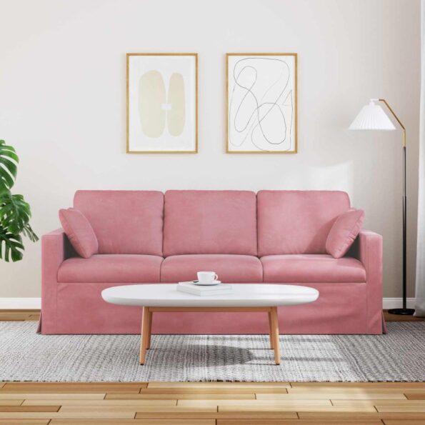 vidaXL Pohovka Ružová 198 x 78 x 80 cm Zamat – Obrázok 3