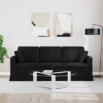 vidaXL Pohovka Čierna 198 x 78 x 80 cm Zamat – Obrázok 3