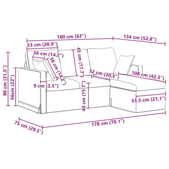 vidaXL Pohovka Svetlosivá – Obrázok 10