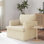 vidaXL Pohovka 60cm Krémová Kov