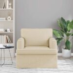 vidaXL Pohovka 60cm Krémová Kov – Obrázok 3