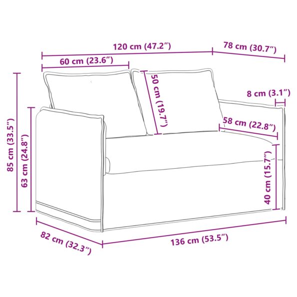 vidaXL Pohovka 120cm Sivohnedá Kov – Obrázok 9