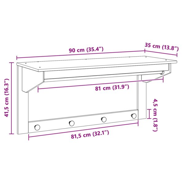 vidaXL Vešiak Biela a medová hnedá 90 x 35 x 41.5 cm – Obrázok 8