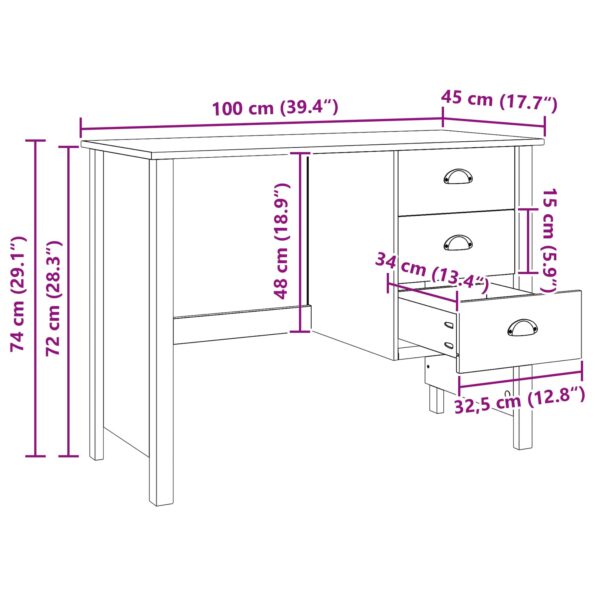 vidaXL Stôl s priehradkami so zásuvkou Biela 100 x 45 x 74 cm – Obrázok 9