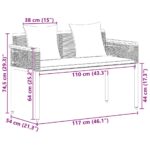 vidaXL Vonkajšia lavička Čierna 117 x 54 x 74.5 cm polyratan – Obrázok 10