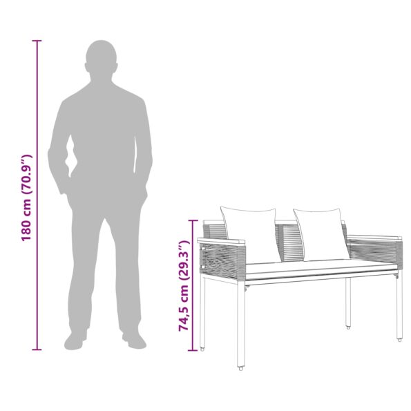 vidaXL Vonkajšia lavička Čierna 117 x 54 x 74.5 cm polyratan – Obrázok 11