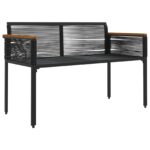 vidaXL Vonkajšia lavička Čierna 117 x 54 x 74.5 cm polyratan – Obrázok 4
