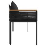 vidaXL Vonkajšia lavička Čierna 117 x 54 x 74.5 cm polyratan – Obrázok 6