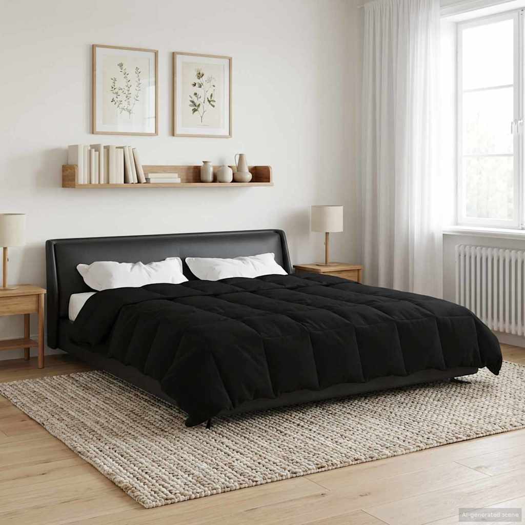 42025938_1.jpg vidaXL Letná prikrývka Šnurovaný Čierny 220 x 240 cm Mikrovlákno – Obrázok 1