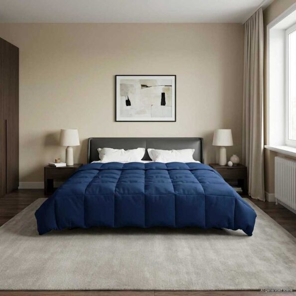 vidaXL Letná prikrývka Šnurovaný Tmavomodrá 200 x 200 cm Mikrovlákno – Obrázok 4