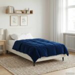 vidaXL Letná prikrývka Šnurovaný Tmavomodrá 155 x 220 cm Mikrovlákno – Obrázok 4