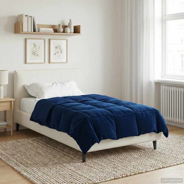 vidaXL Letná prikrývka Šnurovaný Tmavomodrá 155 x 220 cm Mikrovlákno – Obrázok 4