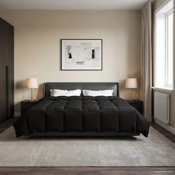 vidaXL Zimný prehoz Šnurovaný Čierna 220 x 240 cm Mikrovlákno – Obrázok 4