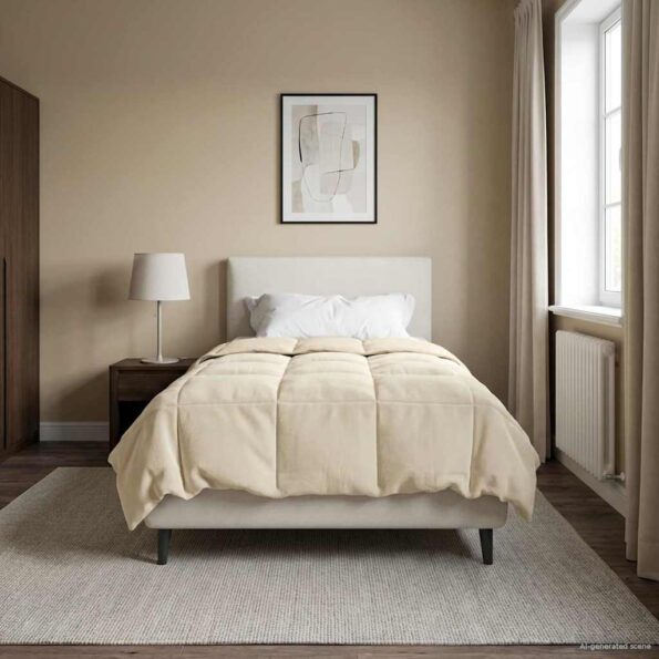 vidaXL Zimný prehoz Šnurovaný Krémová 155 x 220 cm Mikrovlákno – Obrázok 4