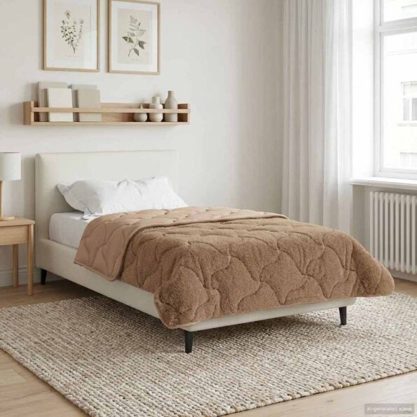 vidaXL Letná prikrývka Šnurovaný Sivohnedá 135 x 220 cm – Obrázok 4