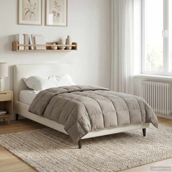 vidaXL Letná prikrývka Šnurovaný Sivohnedá 155 x 220 cm – Obrázok 4