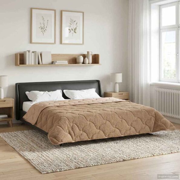 vidaXL Letná prikrývka Šnurovaný Sivohnedá 200 x 220 cm – Obrázok 4