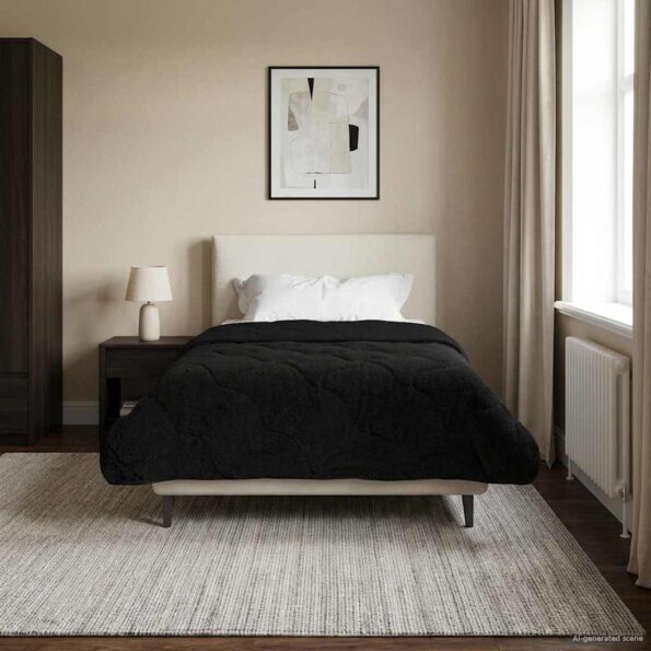 vidaXL Prikrývka na celý rok Šnurovaný Čierna 155 x 200 cm – Obrázok 4