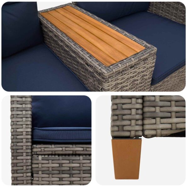vidaXL Hojdačka s tabletou Šedá a námornícká modrá 126 x 65 x 112 cm – Obrázok 5