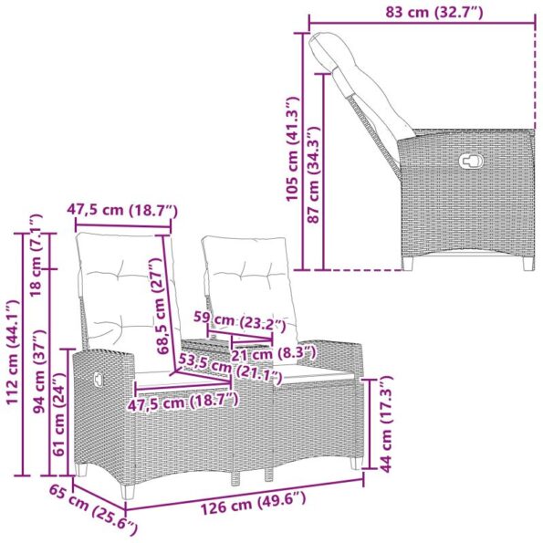 vidaXL Hojdačka s tabletou Šedá a námornícká modrá 126 x 65 x 112 cm – Obrázok 9