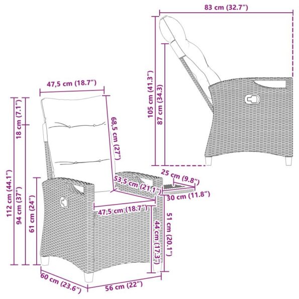 vidaXL Záhradné lehátka 56 x 60 x 112 cm oceľ – Obrázok 13