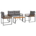 vidaXL Záhradný nábytok s vankúšom 4 pcs Svetlosivá – Obrázok 2