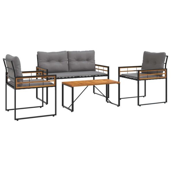 vidaXL Záhradný nábytok s vankúšom 4 pcs Svetlosivá – Obrázok 2