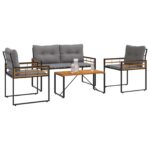 vidaXL Záhradný nábytok s vankúšom 4 pcs Svetlosivá – Obrázok 3