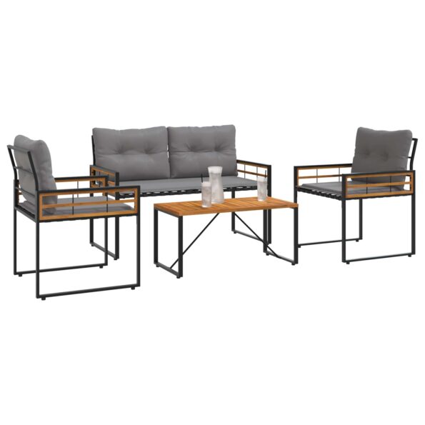 vidaXL Záhradný nábytok s vankúšom 4 pcs Svetlosivá – Obrázok 3