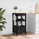 vidaXL Kuchynský vozík Jednofarebný Čierna