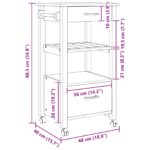 vidaXL Kuchynský vozík Jednofarebný Čierna – Obrázok 9