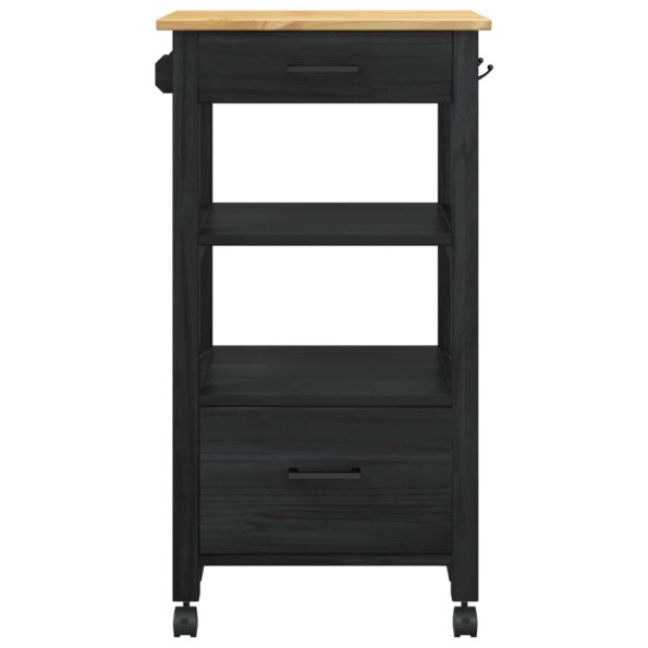 vidaXL Kuchynský vozík Jednofarebný Čierna – Obrázok 5
