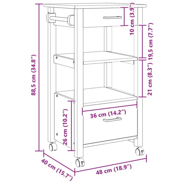 vidaXL Kuchynský vozík Jednofarebný Čierna – Obrázok 9