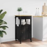 vidaXL Kuchynský vozík Jednofarebný Čierna