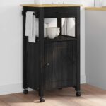 vidaXL Kuchynský vozík Jednofarebný Čierna – Obrázok 3