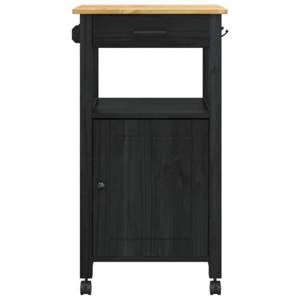 vidaXL Kuchynský vozík Jednofarebný Čierna – Obrázok 5