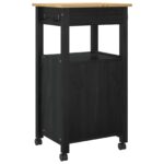 vidaXL Kuchynský vozík Jednofarebný Čierna – Obrázok 7