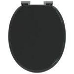 vidaXL WC sedadlo Čierna 44 x 38 cm MDF doska – Obrázok 4