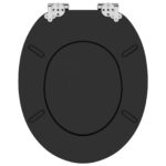 vidaXL WC sedadlo Čierna 44 x 38 cm MDF doska – Obrázok 8