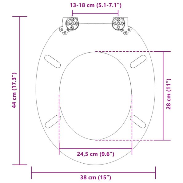 vidaXL WC sedadlo Modrá 44 x 38 cm MDF doska – Obrázok 10