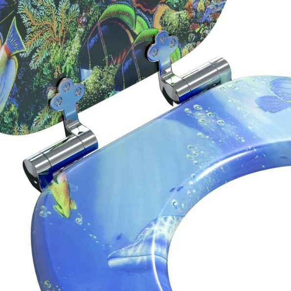 vidaXL WC sedadlo Modrá 44 x 38 cm MDF doska – Obrázok 5