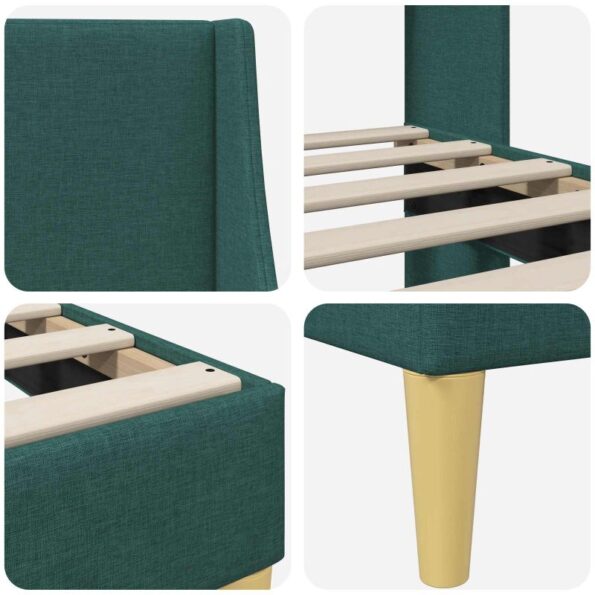 vidaXL Rám postele s čelnou doskou Tmavozelená 100 x 200 cm látka – Obrázok 7