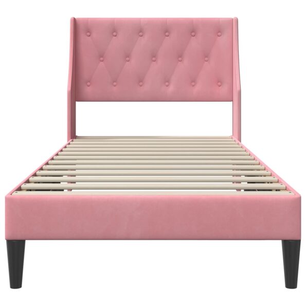 vidaXL Rám postele s čelnou doskou Ružová 90 x 190 cm Zamat – Obrázok 4