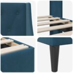 vidaXL Rám postele s čelnou doskou Modrá 120 x 190 cm Zamat – Obrázok 7