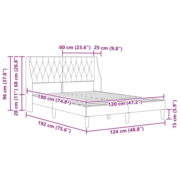 vidaXL Rám postele s čelnou doskou Modrá 120 x 190 cm Zamat – Obrázok 9