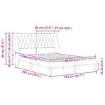 vidaXL Rám postele s čelnou doskou Tmavo šedá 140 x 200 cm Zamat – Obrázok 9