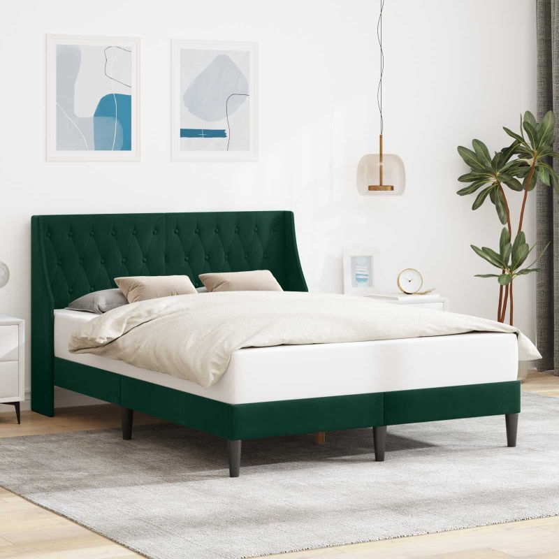 42027432_1.jpg vidaXL Rám postele s čelnou doskou Tmavozelená 140 x 200 cm Zamat – Obrázok 1