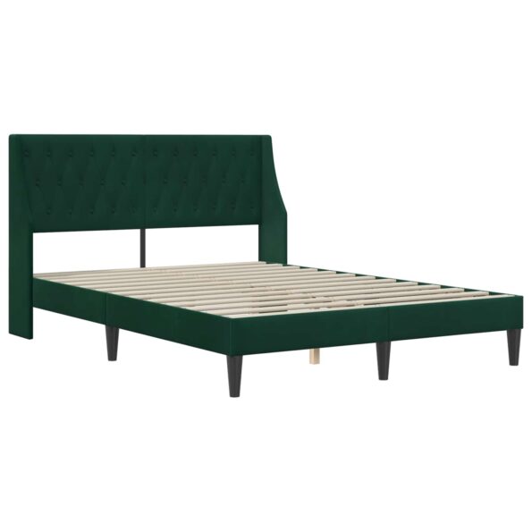 vidaXL Rám postele s čelnou doskou Tmavozelená 140 x 200 cm Zamat – Obrázok 3