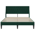 vidaXL Rám postele s čelnou doskou Tmavozelená 140 x 200 cm Zamat – Obrázok 4
